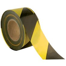 Black/Yellow Striped Barrier Tape - 75mm x 500m BC1457