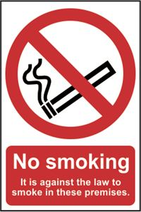 No Smoking Against Law Sign - 200x300mm - PVC SK0567