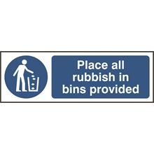 Place all Rubbish in Bins Provided - 300x100mm - SAV SK11376