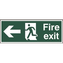 Fire Exit Sign - Arrow Left - 400x150mm - RPVC SK12093