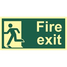 Fire Exit - Man Left - 300x150mm - Photoluminescent SK12419