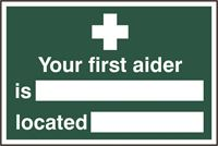 Your First Aider And Location Sign - 300x200mm - PVC SK1551