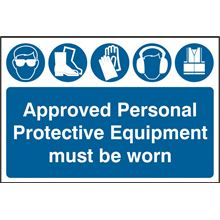 Approved Personal Protective Equipment Must Be Worn Sign- 600x400mm - PVC SK4020