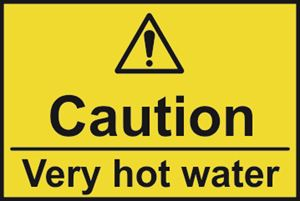 Caution Very Hot Water Sign - 75x50mm - RPVC SK11162