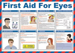 First Aid for Eyes - Safety Poster - 590x420mm - Laminated SK13221